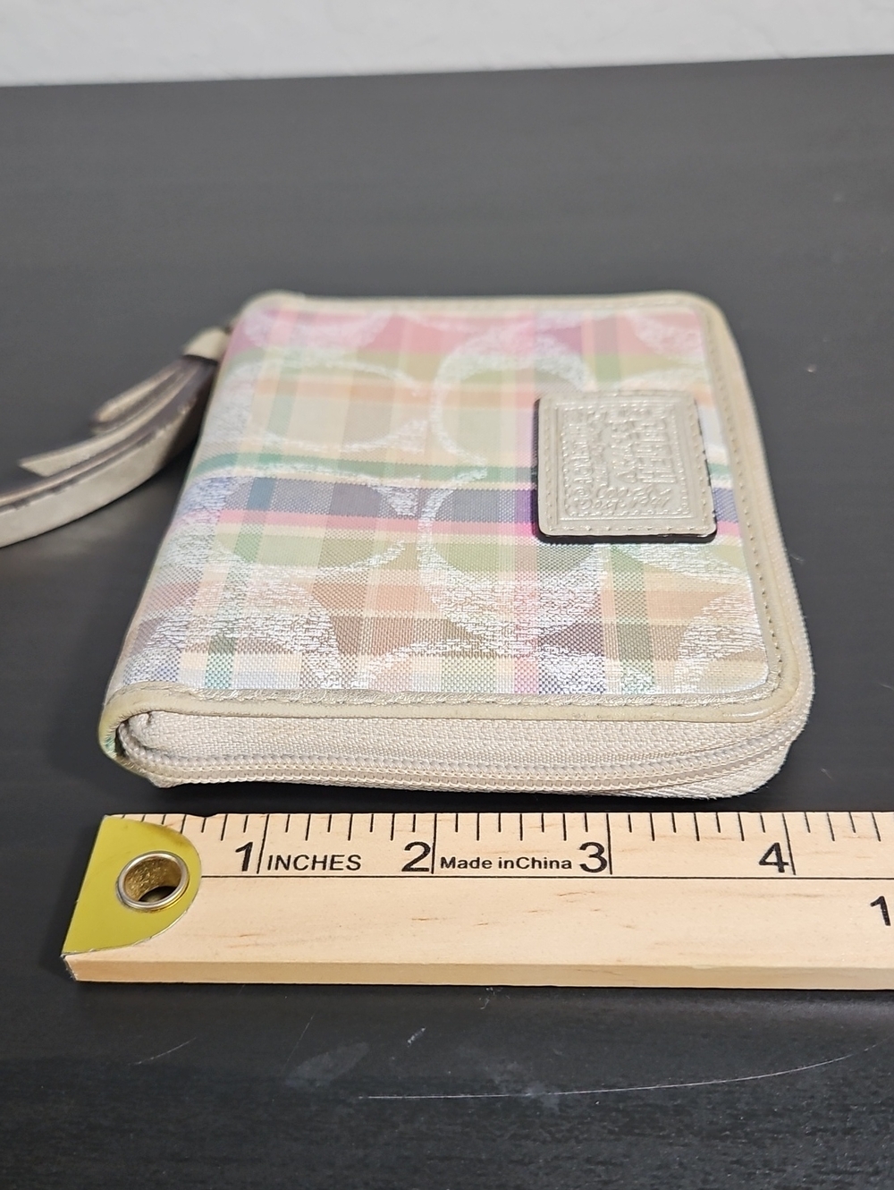 Coach Vintage Y2K Poppy Pastel Plaid Signature C Wristlet Wallet - Picture 13 of 16
